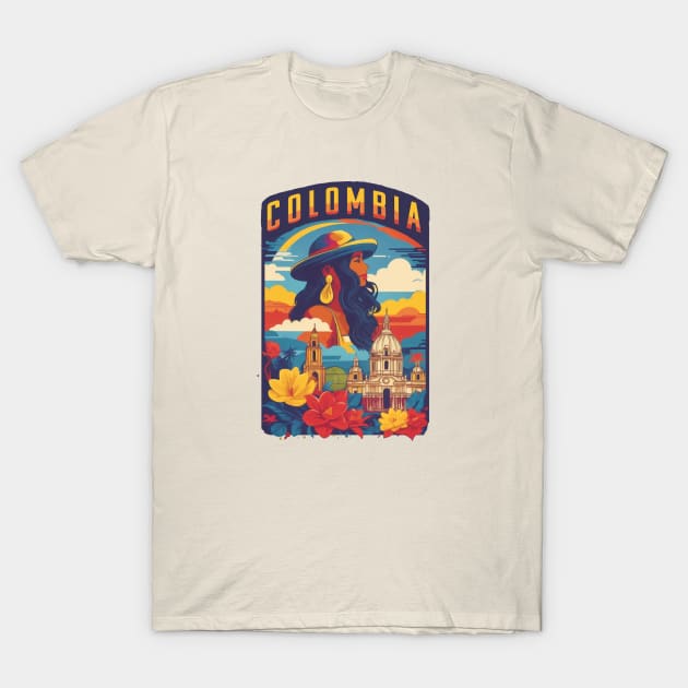 Vintage Travel Colombia Design T-Shirt by huefinder